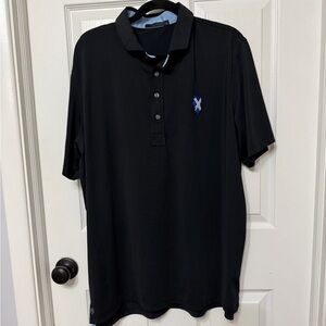 GREYSON performance golf polo black size XL Scottish flag‎ embroidery